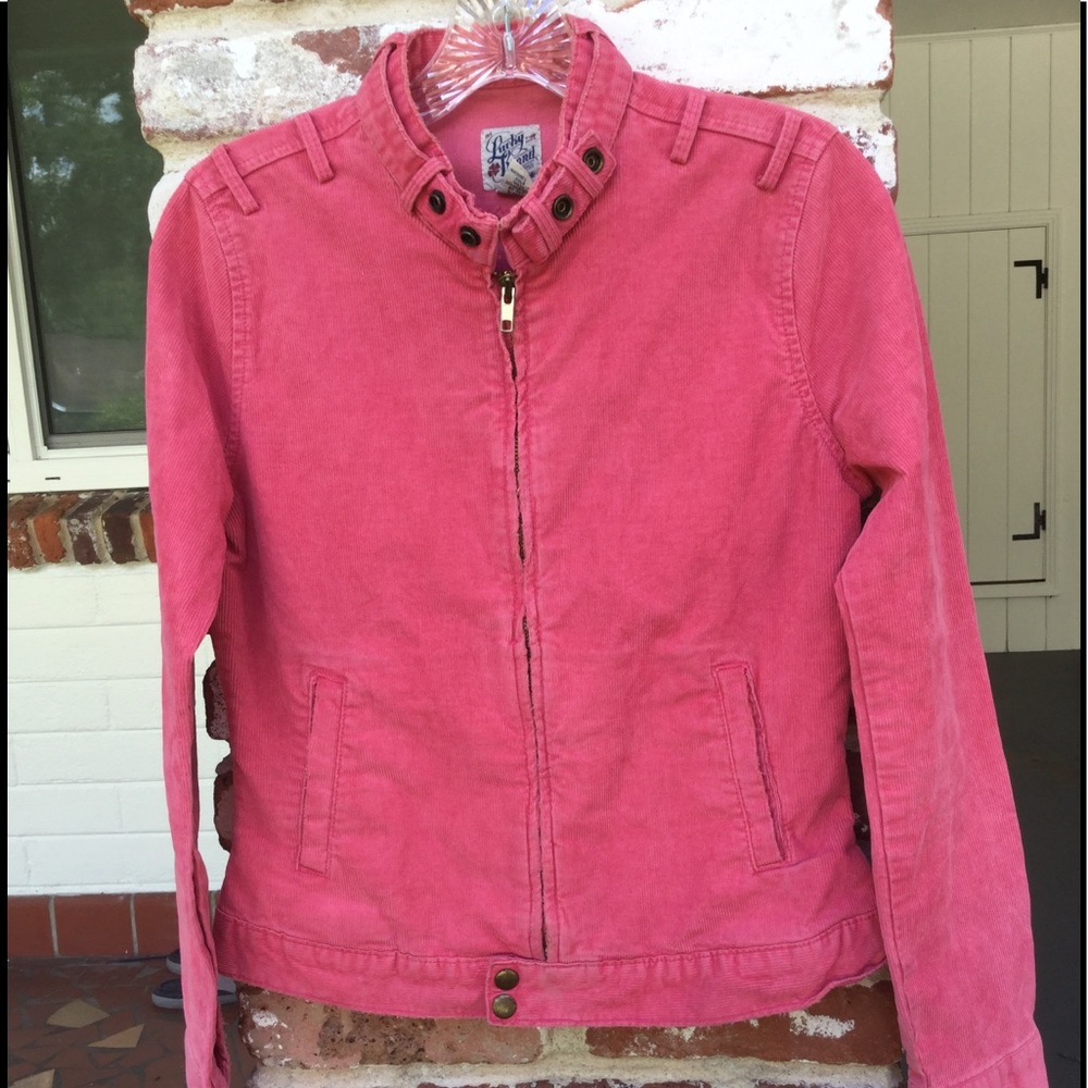 Lucky Brand Vtg Pink distressed Moto jacket Sz S